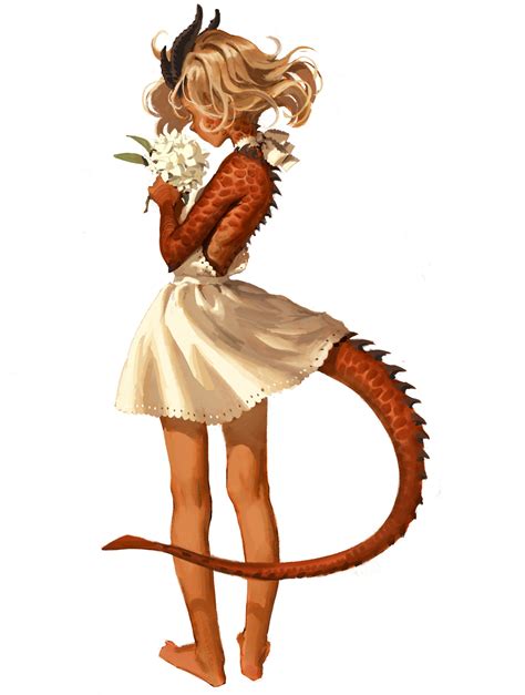Dragon Girl And Rhododendron By Sophie Story Character Design Fantasy