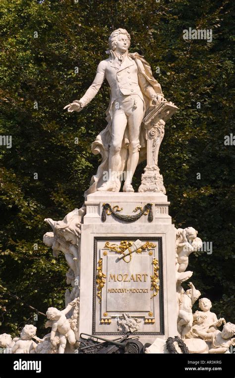 Vienna Austria Memorial Statue Of Music Composer Wolfgang Amadeus Stock