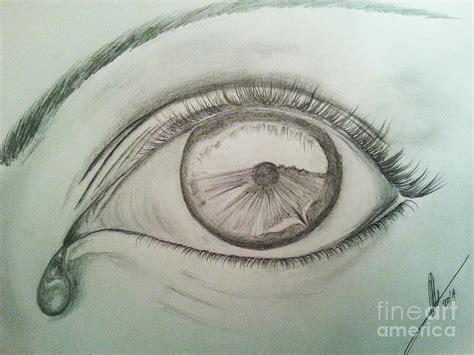 I curate various drawing of crying eyes. Crying Eye Drawing by Collin A Clarke