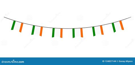 Bunting Decoration In Colors Of Ireland Flag Garland Pennants On A Rope For Party Carnival