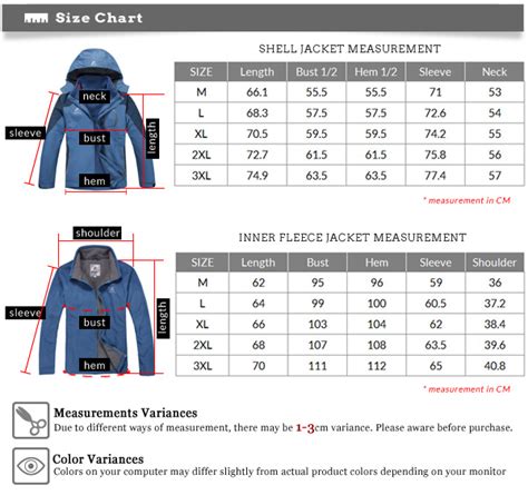 Womens Jacket Size Chart