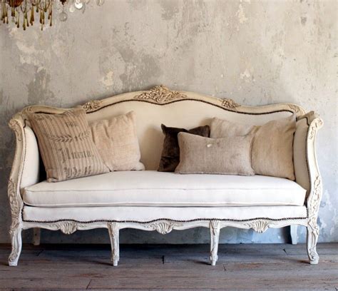 Vintage Shabby French Style Louis Xv Daybed Sofa Cream Upholstered Antiquerose Cream Painted