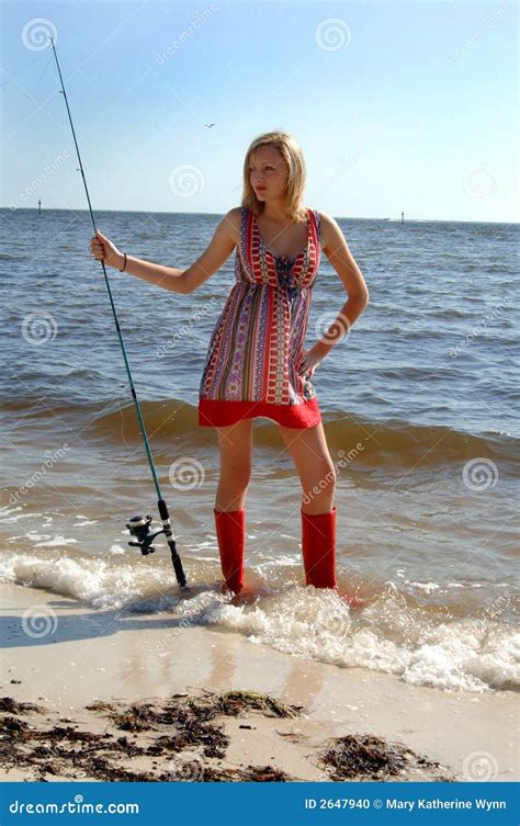 Woman Fishing Portrait Stock Photo Image 2647940