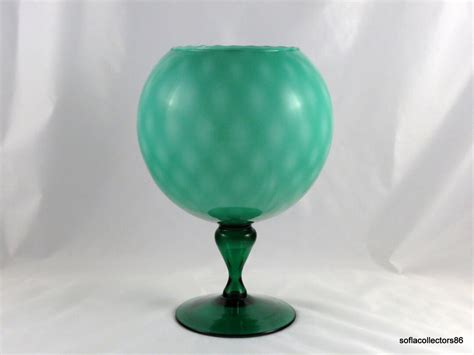 Empoli Large Green Diamond Optic Balloon Snifter Vase Vintage 1960s Empoli Glass Etsy