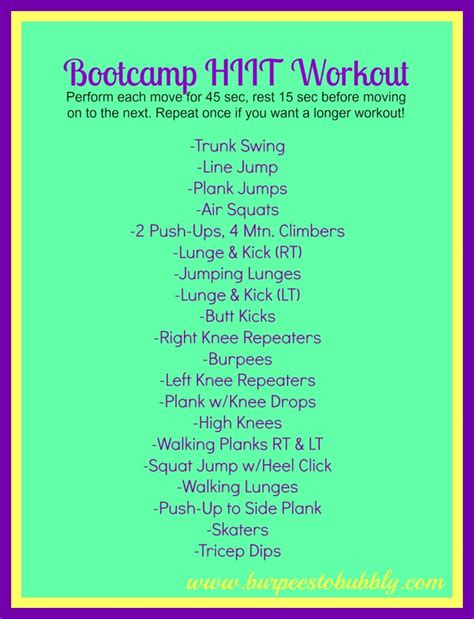 Wednesday Workout 20 Minute Bootcamp Hiit Workout Burpees To Bubbly