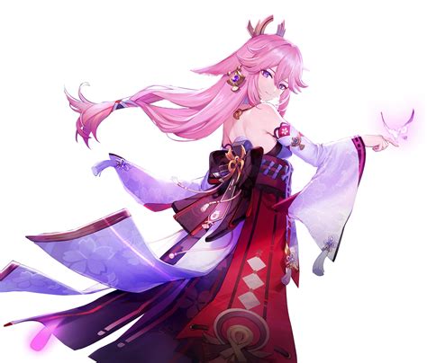 Yae Miko Render Genshin Impact By Ryuzakyy On Deviantart Rendering