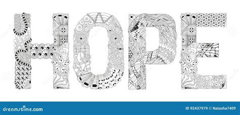 Word Hope For Coloring Vector Decorative Zentangle Object Stock Vector