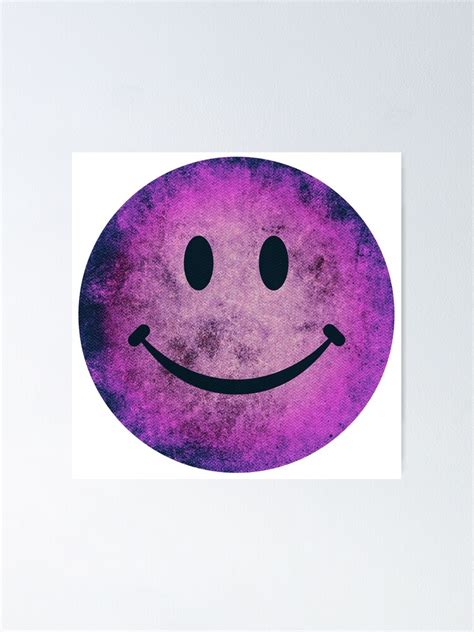 Smiley Face Purple Grunge Poster By Dacdacgirl Redbubble