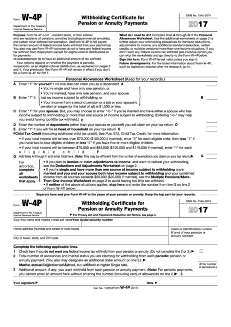 Fillable Form W 4p Withholding Certificate For Pension Or Annuity