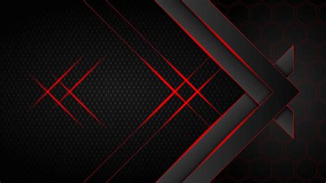 Red Lines Black Hexagon Abstraction Abstract Hd Desktop Wallpaper