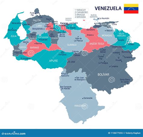 Venezuela Mapa Y Bandera Ejemplo Detallado Del Vector Stock De