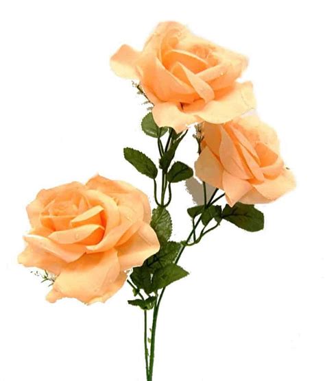 Peach 25″ Open Rose Spray X 3 Silk Flower Depot