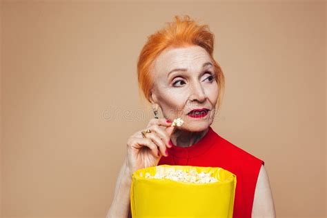 surprised mature redhead fashion woman stock image image of happy cheerful 96933641
