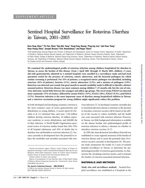Pdf Sentinel Hospital Surveillance For Rotavirus Diarrhea In Taiwan