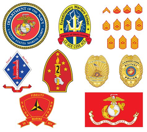 Over United States Marine Corps Emblems Insignia Logos Crests EPS SVG Vector Fi