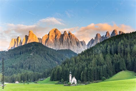St Johann Church Santa Maddalena Dolomites Italy Stock Foto Adobe Stock