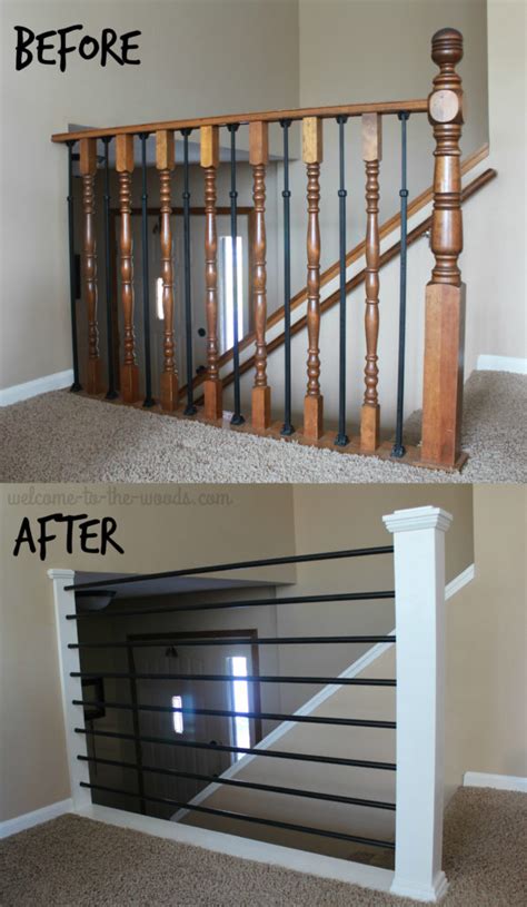 Find a local stair company who can transform your home through modern stair designs with a perfect mix of easy maintenance and wow factor. Stair Railing DIY Makeover - Welcome to the Woods