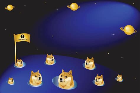 Doge To The Moon Dogecoin Flag On The Moon With Dark Background