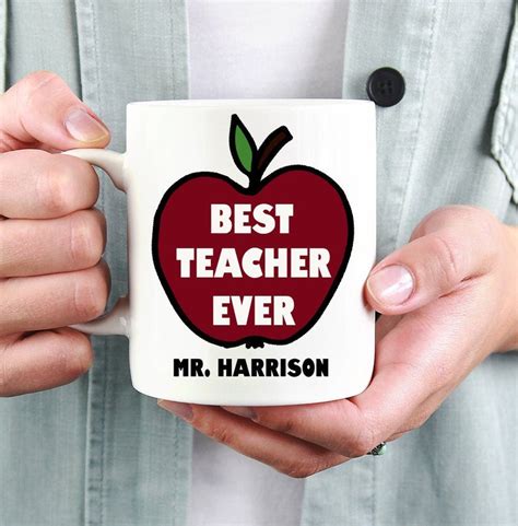 Custom Coffee Mugs For Teachers Teachers Apple Mug With Etsy Best Teacher Ever Male Teacher