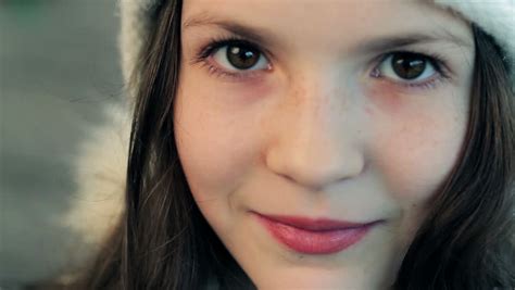The Girl With Freckles And Expressive Look Stock Footage