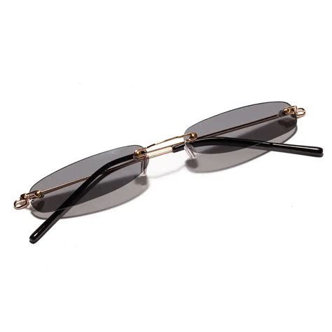 Peekaboo Tiny Narrow Rectangle Sunglasses Women Rimless 2019 Candy Color Thin Small Sun Glasses