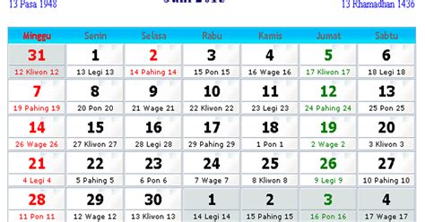 Kalender Indonesia Juni 2015 | Kalender Indonesia 2017 Karena adanya penanggalan ini pula, masyarakat jawa percaya urusan mereka akan lebih mudah dan meminimalkan risiko atau hal buruk yang akan menimpa mereka.