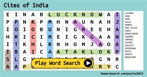 Cities Of India Word Search Puzzle Student Handouts