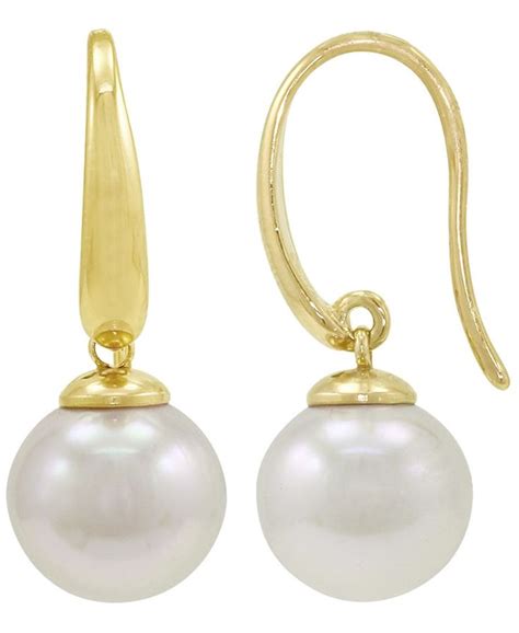 Majorica Pearl Earrings 18k Gold Over Sterling Silver Organic Man Made