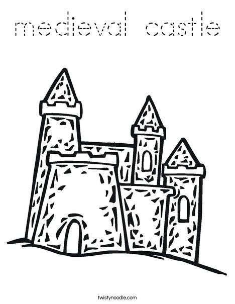 Medieval Castle Coloring Page Tracing Twisty Noodle
