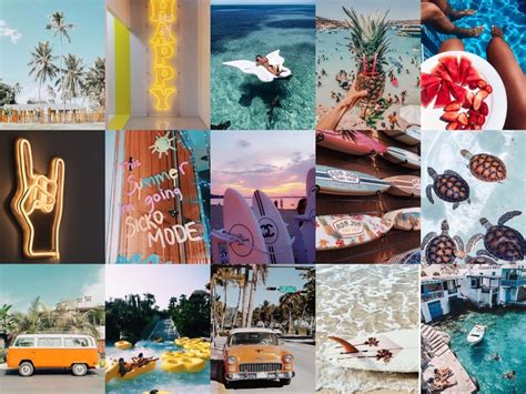 Beach Vibes Summer Aesthetic Wall Collage 60pcs Digital Etsy