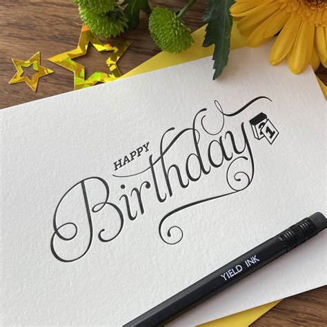 Happy Birthday Script Letterpress Card By Yield Ink