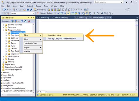 How do i connect sql? SQL Server 2016: Create a Stored Procedure