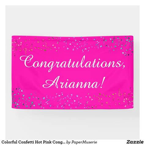 Colorful Confetti Hot Pink Congratulations Elegant Banner Zazzle