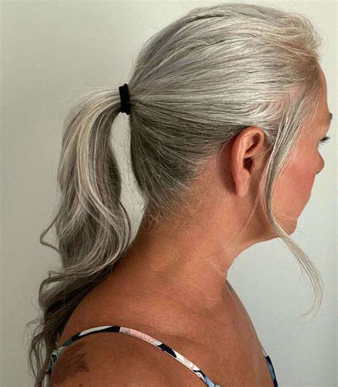 100 Real Hair Gergeous Grey Ponytail Hair Extension Clip In Gray Wavy