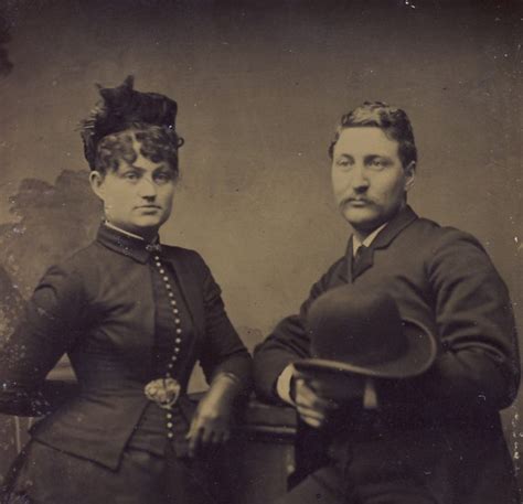 Aristocratic Couple In Victorian Dress And Top Hat Tintype
