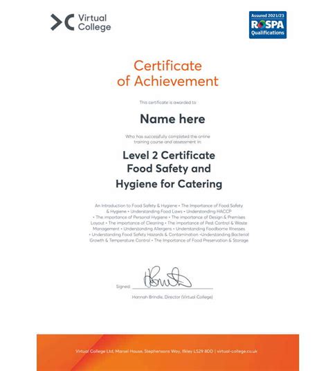 Food Hygiene Cpd Certificate