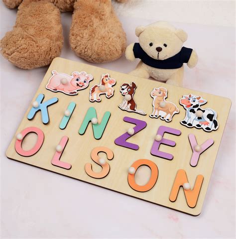 Custom Wooden Baby Name Puzzle Personalized T For Boy And Etsy