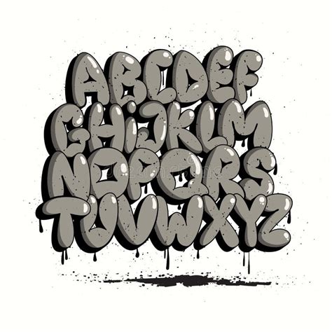 Graffiti Bubble Alphabet Vector Set Graffiti Letterin