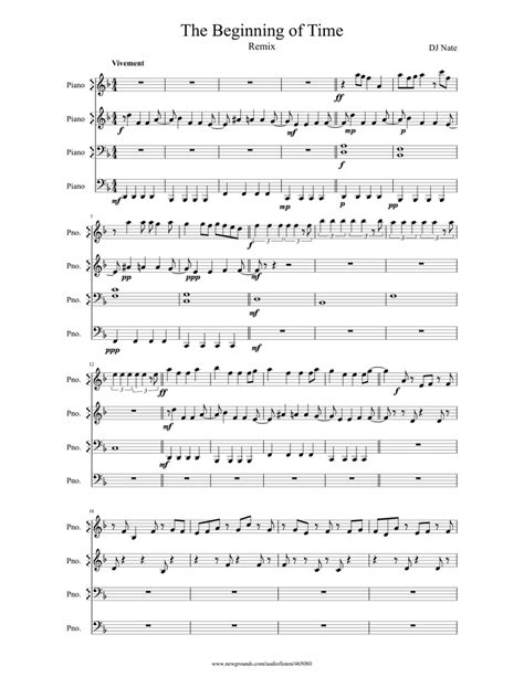 The Beginning Of Time Remix Sheet Music For Piano Download Free In