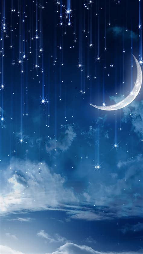 The circular mobile, which also features bells, chimes gently when it sways in the breeze. Sky : Sky with stars and moon Wallpaper for iPhone 11, Pro ...