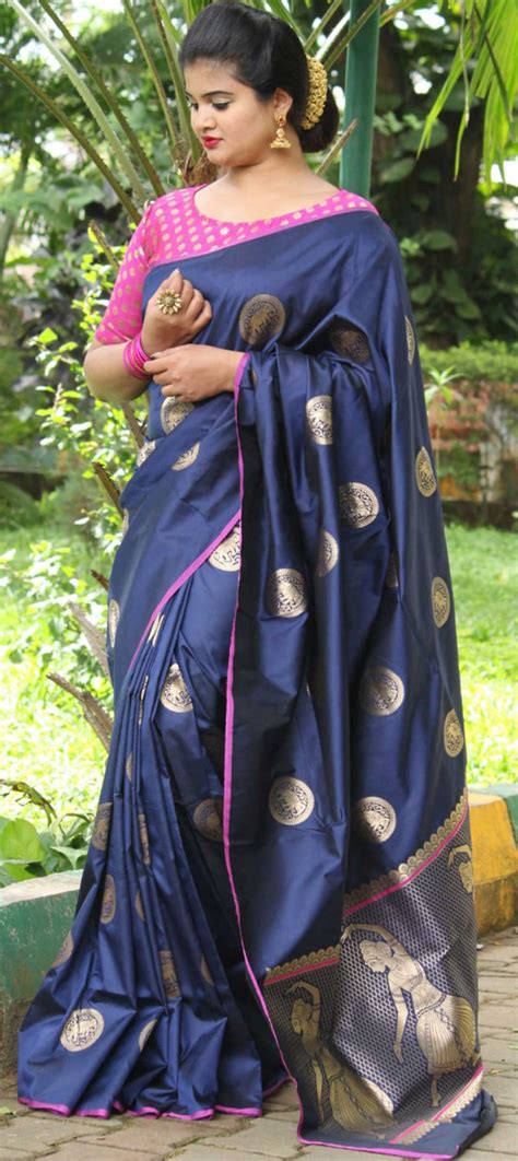 Traditional Blue Color Kanjeevaram Silk Silk Fabric Saree 1595454