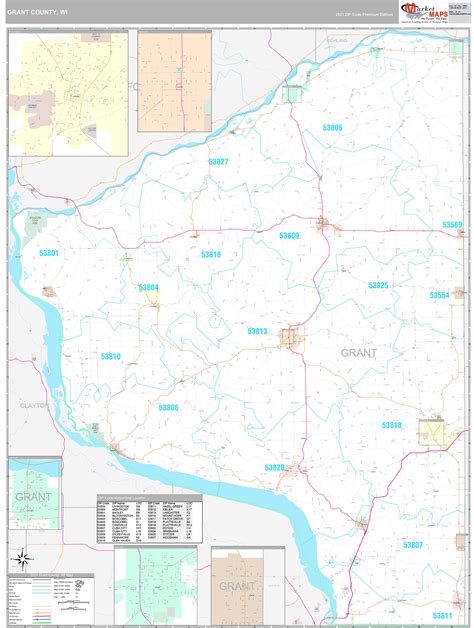 Grant County Wi Wall Map Premium Style By Marketmaps Mapsales