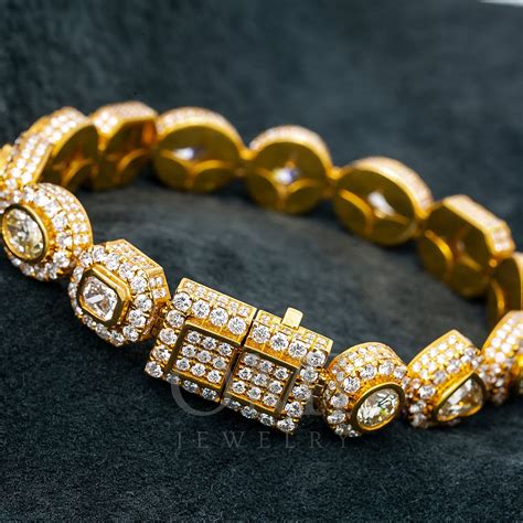 14k Yellow Gold Mens Custom Diamond Bracelet With 3469 Ct Diamonds