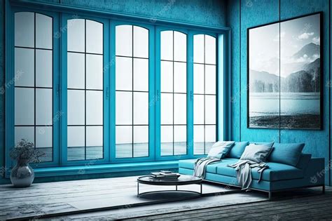 Premium Photo Beautiful Light Blue Windows Made Of Aluminium In