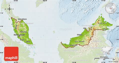 Physical Map Of Malaysia Lighten