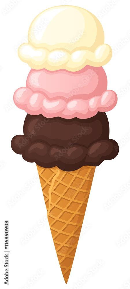 Vettoriale Stock Vector Illustration Of A Three Scoop Ice Cream Cone