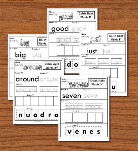 220 Dolch Sight Words Worksheets Printable Etsy