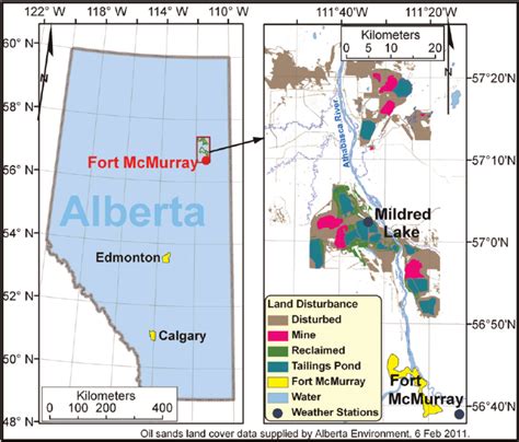 Map Of The Oil Sands Development Near Fort Mcmurray The Type Of