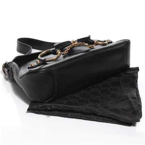 Gucci Leather Horsebit Flap Bag Black 49458
