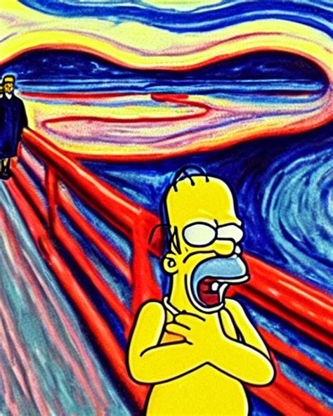 Krea A Painting Of Homer Simpson In The Scream By Edvard Munch